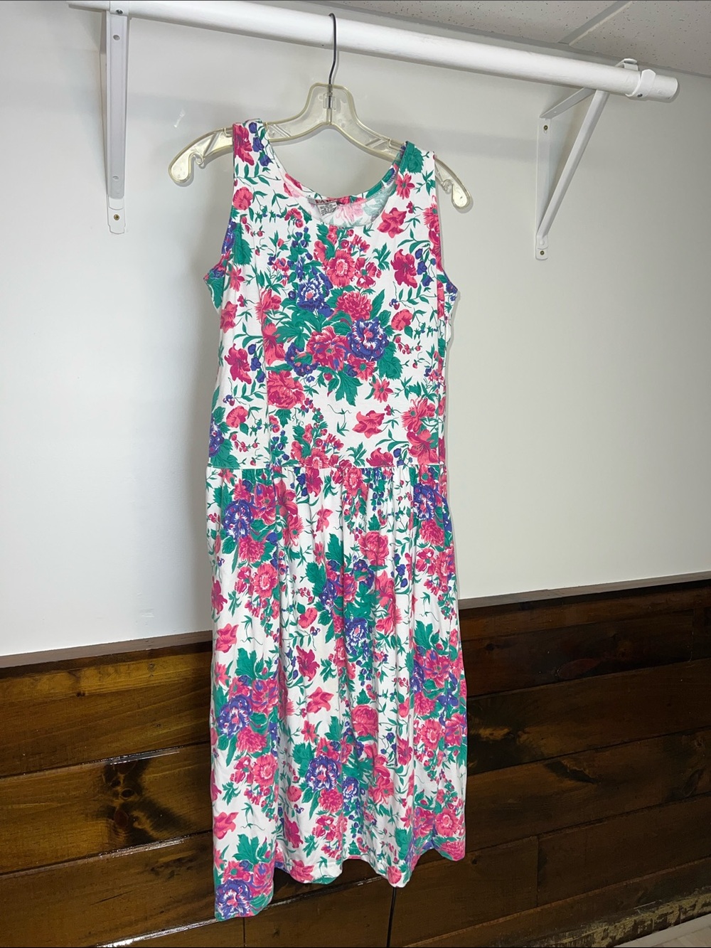 80’s Fads Brand Cotton Blend Floral Sleeveless Midi Dress- M